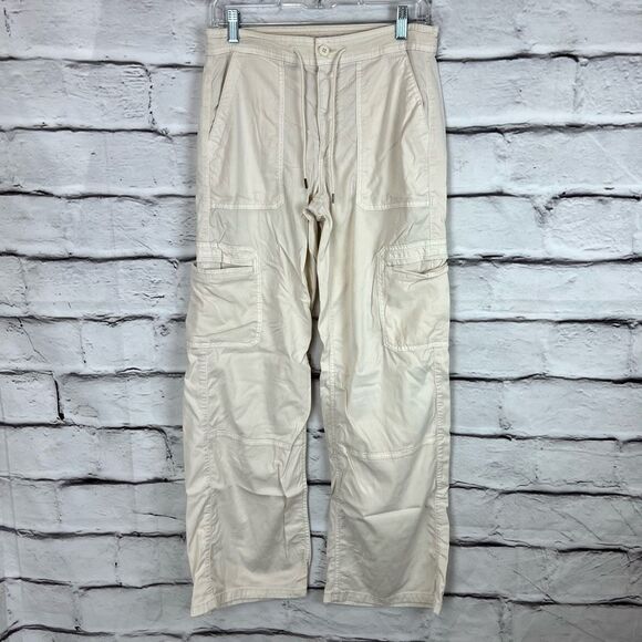 American Eagle Women's Beige Cargo Pants Size 4 Long Wide-Leg Casual - Picture 1 of 6